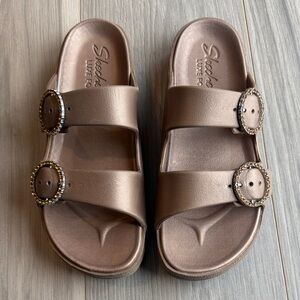 Skechers Luxe Foam Women's Rose Gold Two Strap Sandals Size 9
